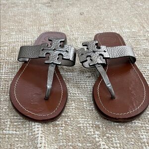 Tory Burch Silver Leather Sandals